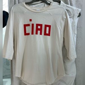 CLARE V "ciao" 3/4 sleeve t shirt